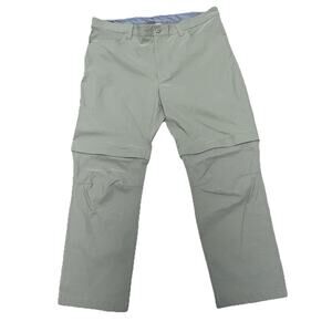 Eddie Bauer Mens Convertible Hiking Stretched Pants 40X30 Green Nylon 5 Pockets